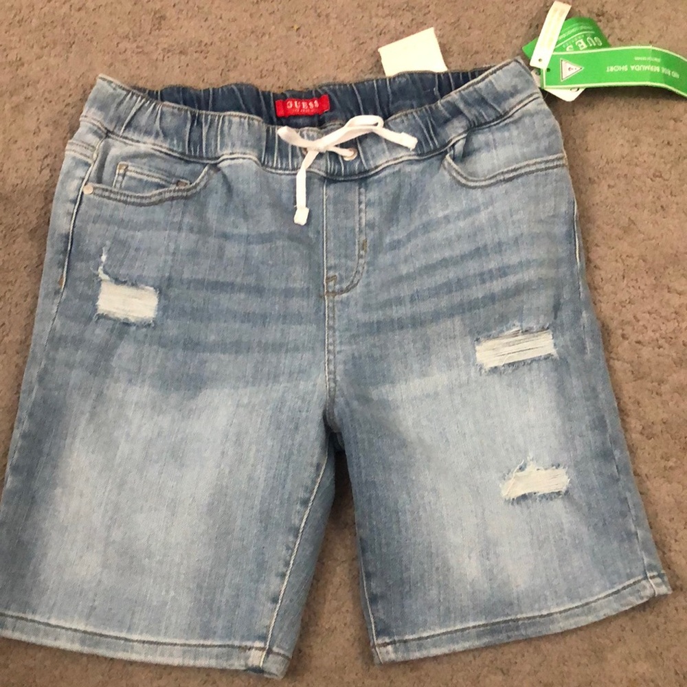 Guess jean jogger shorts drawstring sz l.